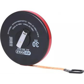 KS TOOLS 300.0042 30 m stiklo pluošto matavimo ruletė su uždaru korpusu ir rankena