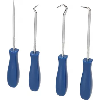KS TOOLS 4 dalių kabliukų ir smaigų rinkinys su chromo vanadžio antgaliais ir ergonomiškomis dviejų komponentų rankenomis BT542020