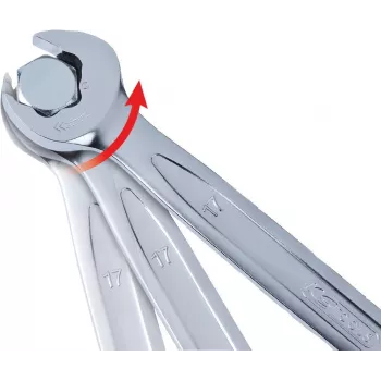 KS TOOLS DUO GEARplus kombinuotas reketinis veržliaraktis, 30 mm, 12-kampis, chromo vanadžio plienas, matinis satino chromas, DIN 3113, 72 dantukai, 5° grįžimo kampas, 15° pakreipimas 503.5228