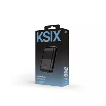 KSIX Powerbank Mini 10000mAh 10W su laidas USB-A USB-C Juoda