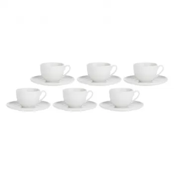 LA PORCELLANA BIANCA Corte arbatos puodelių rinkinys su lėkštutėmis – 6 vnt., baltas, 200 ml