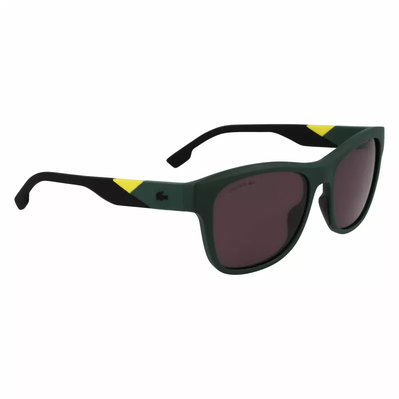 Lacoste L6043S-301 Vyriški stačiakampiai akiniai nuo saulės – žalias rėmelis, pilki lęšiai, 56/18/145 mm