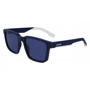 Lacoste L999S-401 vyriški akiniai nuo saulės – Havana acetatinis rėmelis, mėlyni polikarbonatiniai lęšiai, UV400 apsauga
