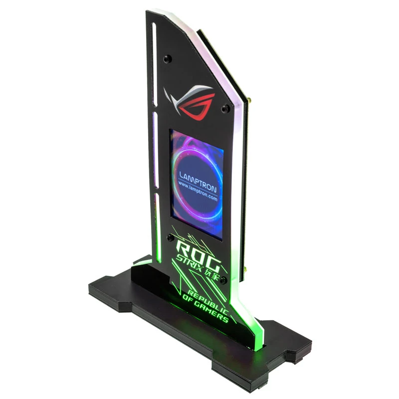 Lamptron Vertikalus GPU Laikiklis su Ekranu - Juodas