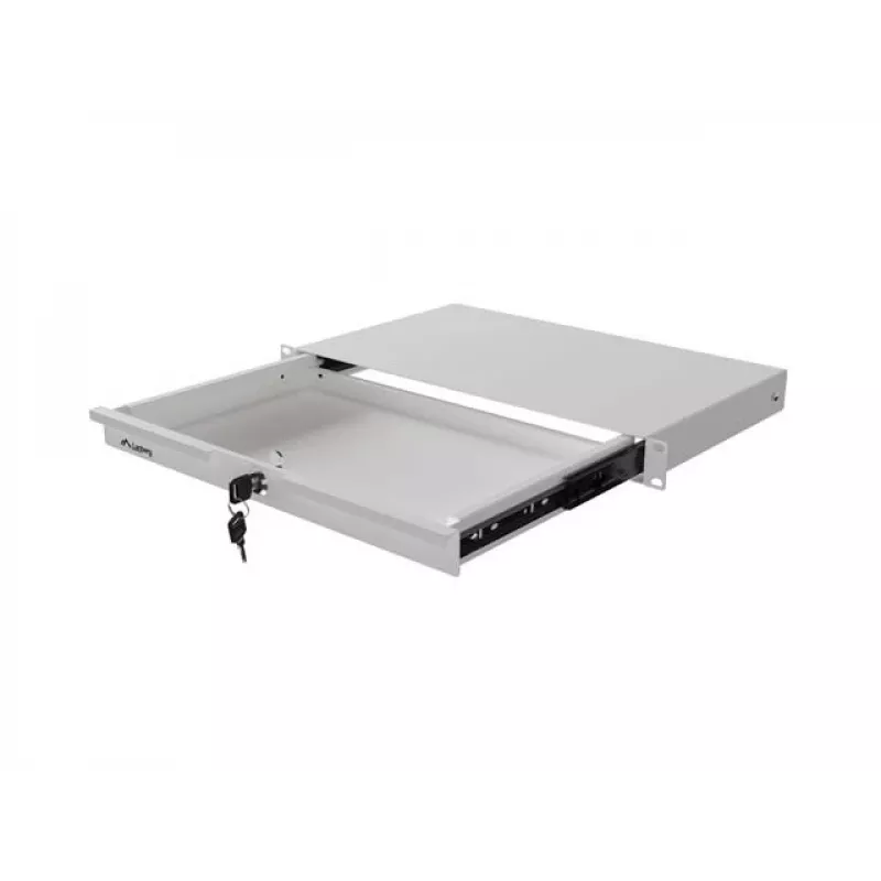 LANBERG 1U 19 inch Sliding Drawer 270mm Depth Grey (30kg Capacity)