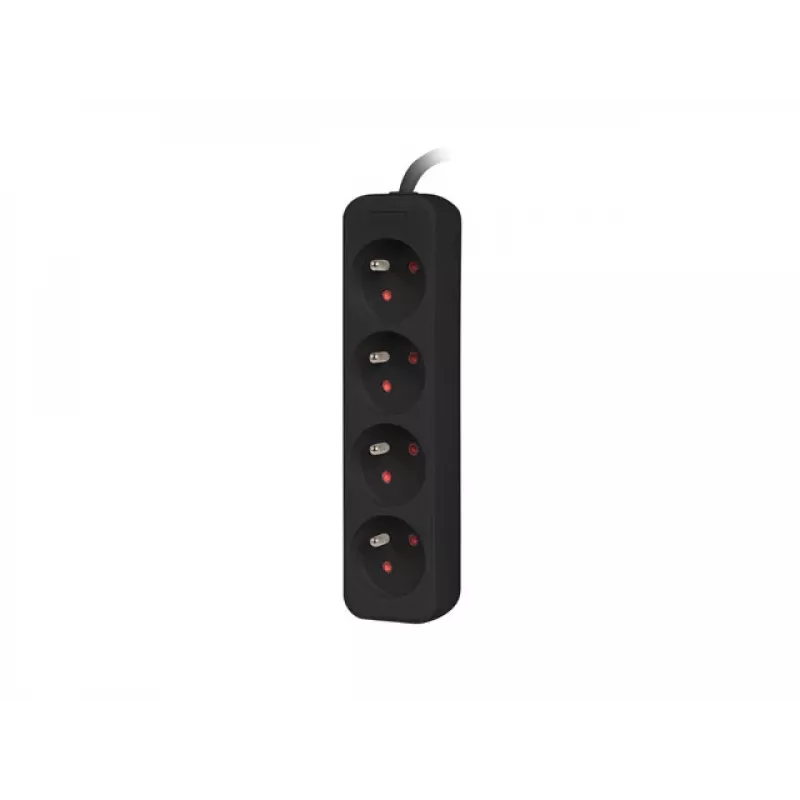 Lanberg ilgintuvas 4x prancūziški kištukiniai lizdai, variniai laidai, 1,5 m | PS0-04E-0150-BK