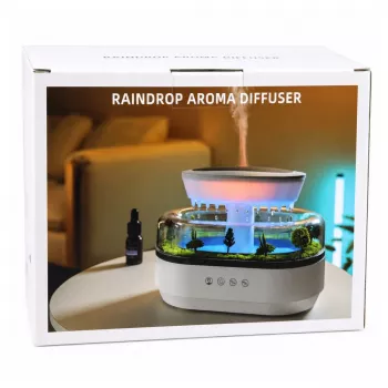 LEAN oro drėkintuvas ir aromadifuzorius su lietaus efektu, LED apšvietimu ir maitinimo šaltiniu