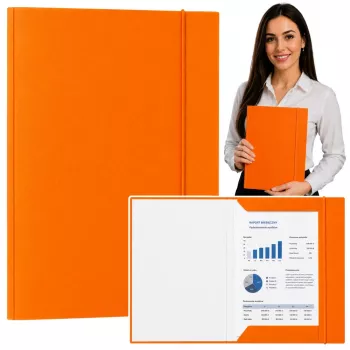 LEAN kartoninis aplankas su elastine juostele, lakuotas, A4, 300 g/m², oranžinis