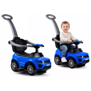 LEAN CARS 614W Toddlers Ride On Push Along with Parent Handle - Blue