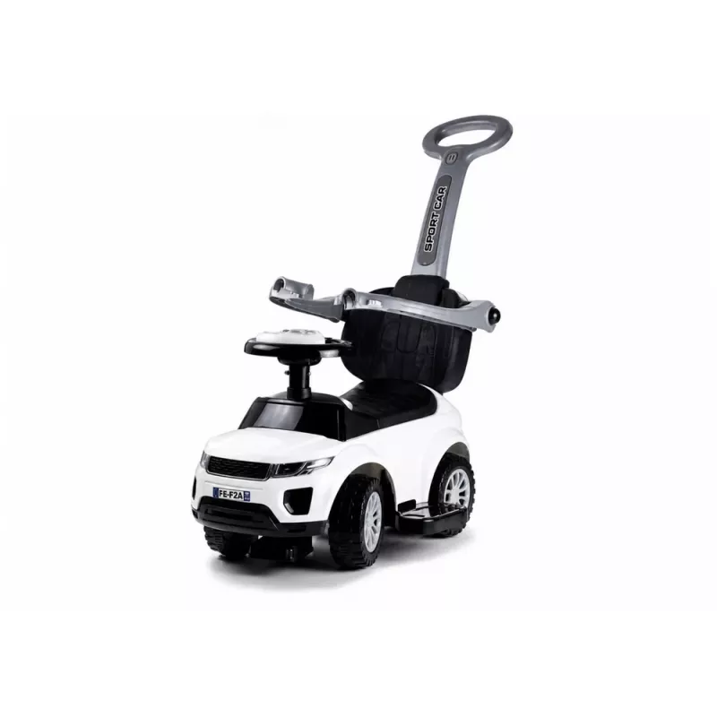 LEAN CARS 614W Vaikiškas 3-in-1 stumdomas automobilis su tėvų rankena - Baltas