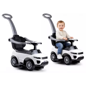 LEAN CARS 614W Vaikiškas 3-in-1 stumdomas automobilis su tėvų rankena - Baltas