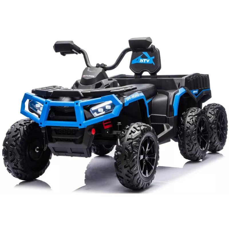 LEAN CARS Baterijinis keturratis ATV 6 ratų su priekaba JC606 24V 4x4 mėlynas