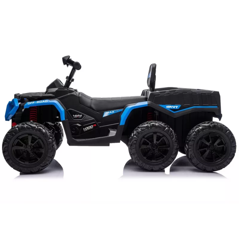 LEAN CARS Baterijinis keturratis ATV 6 ratų su priekaba JC606 24V 4x4 mėlynas