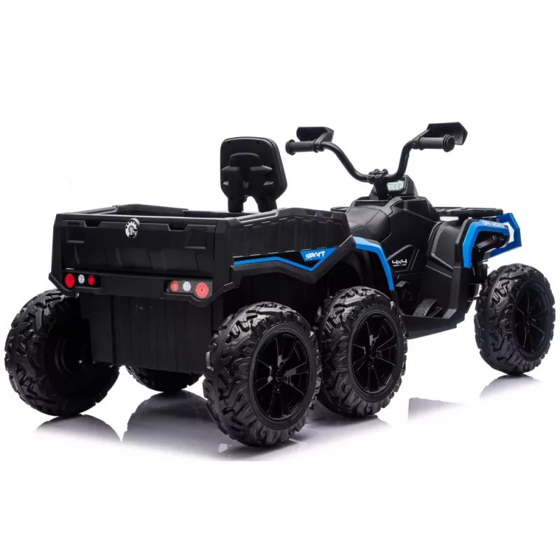 LEAN CARS Baterijinis keturratis ATV 6 ratų su priekaba JC606 24V 4x4 mėlynas