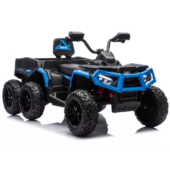 LEAN CARS Baterijinis keturratis ATV 6 ratų su priekaba JC606 24V 4x4 mėlynas