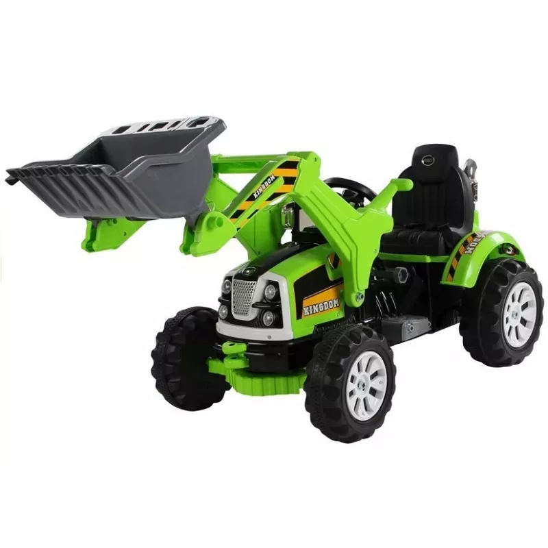 LEAN CARS Battery Operated Tractor with Backcase, Excavator, Green 3404