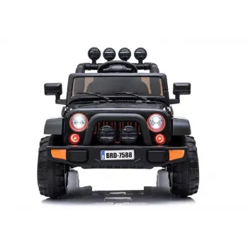 LEAN CARS Electric Ride-On Jeep BRD-7588 su LED šviesomis, MP3, nuotolinio valdymo pultu, juodas 4x4