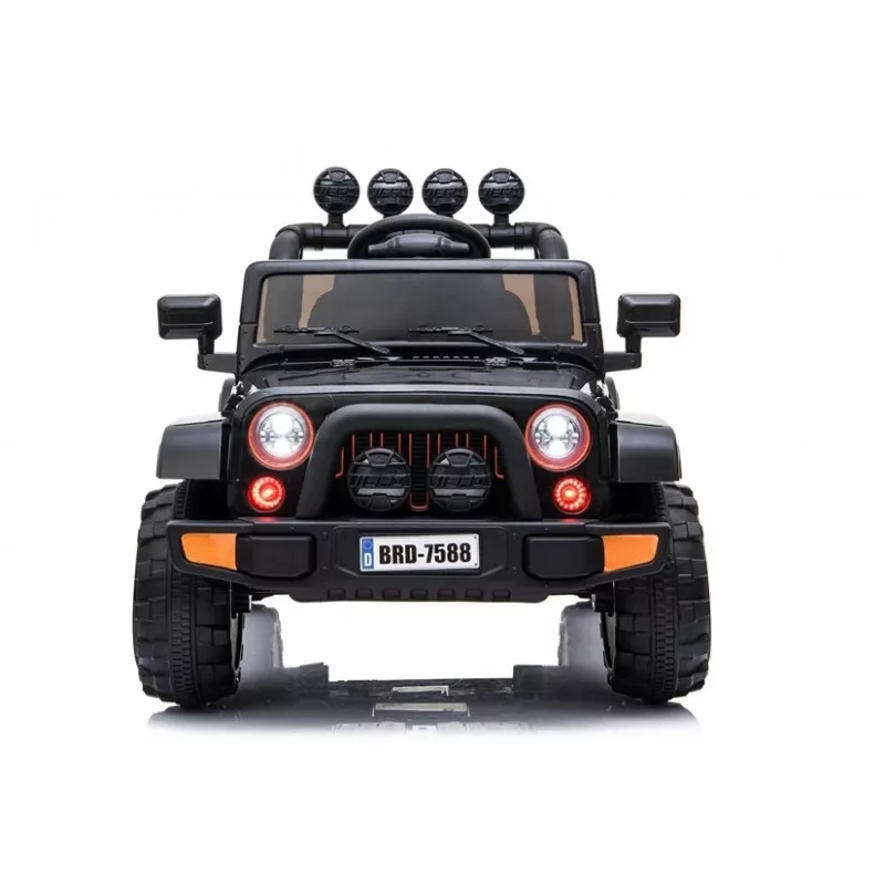 LEAN CARS Electric Ride-On Jeep BRD-7588 su LED šviesomis, MP3, nuotolinio valdymo pultu, juodas 4x4