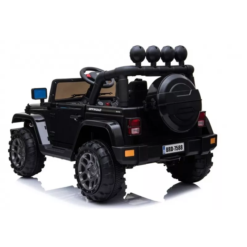 LEAN CARS Electric Ride-On Jeep BRD-7588 su LED šviesomis, MP3, nuotolinio valdymo pultu, juodas 4x4