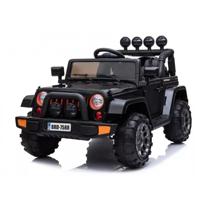 LEAN CARS Electric Ride-On Jeep BRD-7588 su LED šviesomis, MP3, nuotolinio valdymo pultu, juodas 4x4