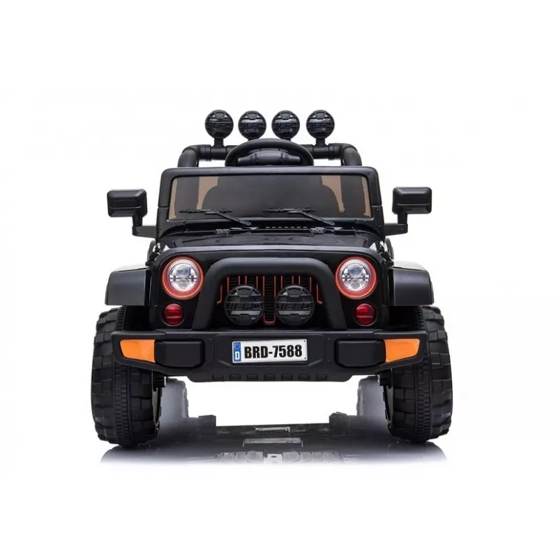 LEAN CARS Electric Ride-On Jeep BRD-7588 su LED šviesomis, MP3, nuotolinio valdymo pultu, juodas 4x4