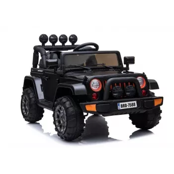 LEAN CARS Electric Ride-On Jeep BRD-7588 su LED šviesomis, MP3, nuotolinio valdymo pultu, juodas 4x4