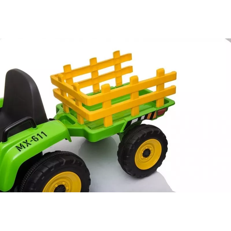 LEAN CARS Elektrinis važinėjamas traktorius su priekaba XMX611 LED šviesos Žalias
