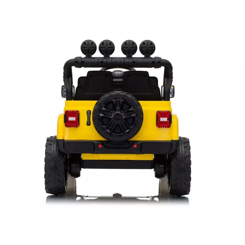 LEAN CARS Jeep Rubicon DK-JWR558 24V Geltonas elektrinis visureigis vaikams su nuotolinio valdymo pultu
