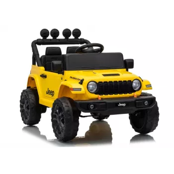 LEAN CARS Jeep Rubicon DK-JWR558 24V Geltonas elektrinis visureigis vaikams su nuotolinio valdymo pultu