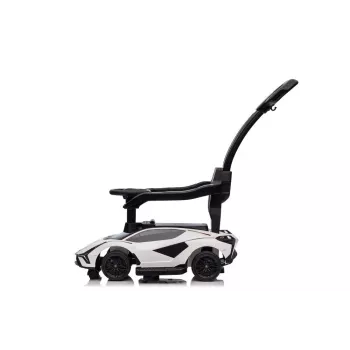 LEAN CARS Lamborghini QLS-996T Ride-On Push Car su stūmimo rankena – balta