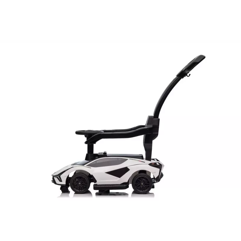 LEAN CARS Lamborghini QLS-996T Ride-On Push Car su stūmimo rankena – balta