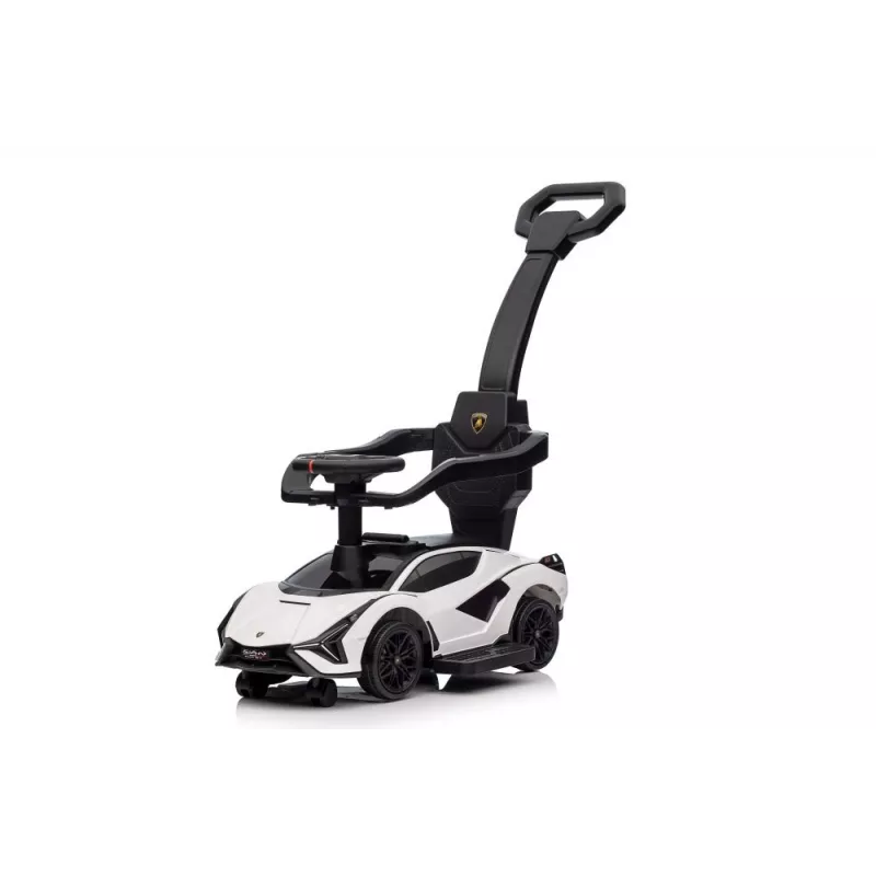 LEAN CARS Lamborghini QLS-996T Ride-On Push Car su stūmimo rankena – balta