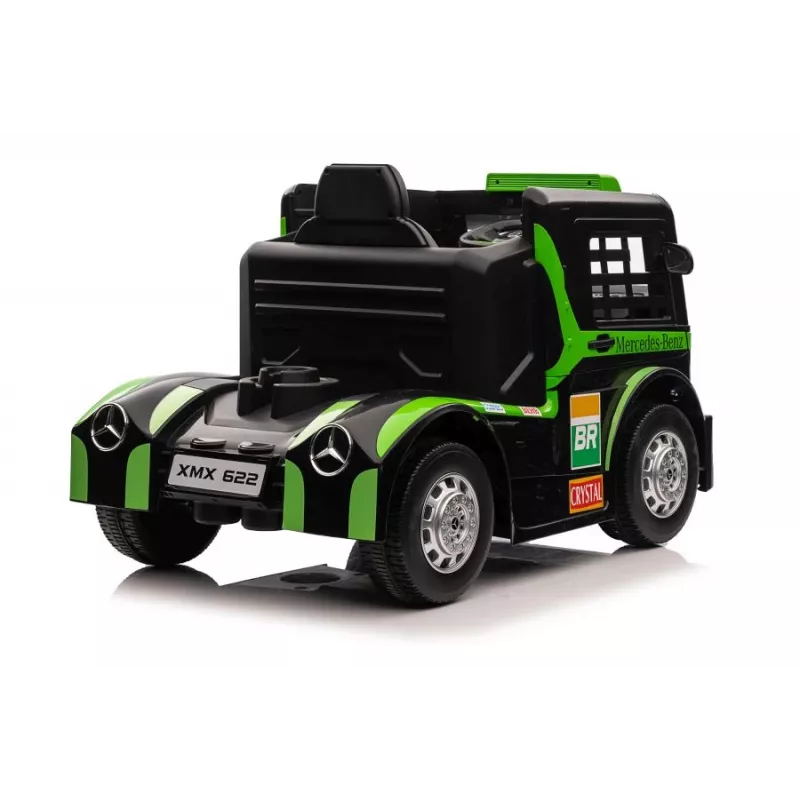 LEAN CARS Mercedes XMX622 sunkvežimis su baterija, LED šviesomis ir piloto funkcija, žalias