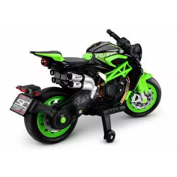 LEAN CARS XW-07 baterijomis varomas motociklas su LED ratais, žalias