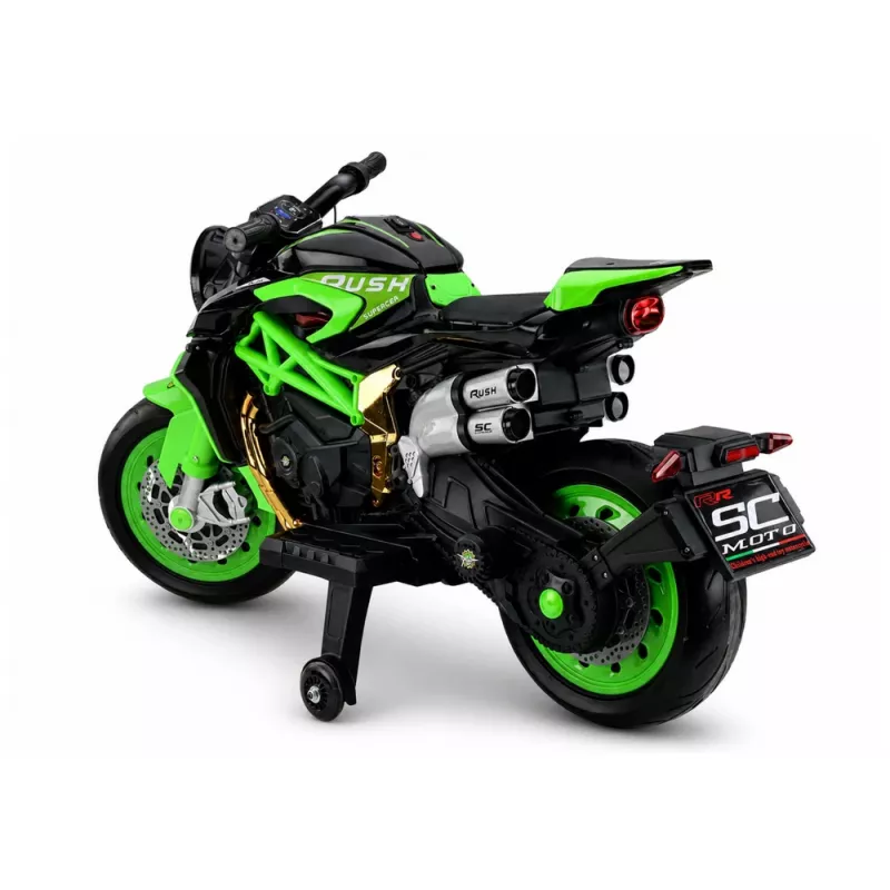 LEAN CARS XW-07 baterijomis varomas motociklas su LED ratais, žalias