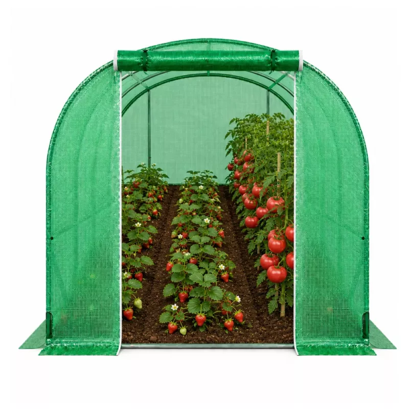 LEAN tunelinis šiltnamis PRO Frame 25mm 12x3x2m 36m² | Cinkuotas plienas, UV-4 PE plėvelė, susukami langai