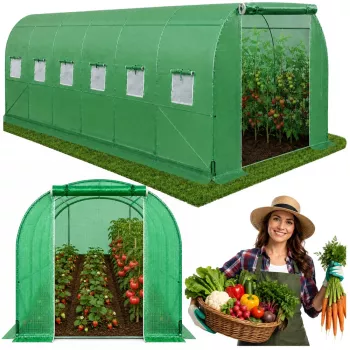 LEAN tunelinis šiltnamis PRO Frame 25mm 12x3x2m 36m² | Cinkuotas plienas, UV-4 PE plėvelė, susukami langai