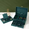 LEAN Jewelry Organizer Box su stalčiumi ir raktu, žalias aksomas