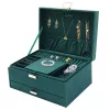 LEAN Jewelry Organizer Box su stalčiumi ir raktu, žalias aksomas