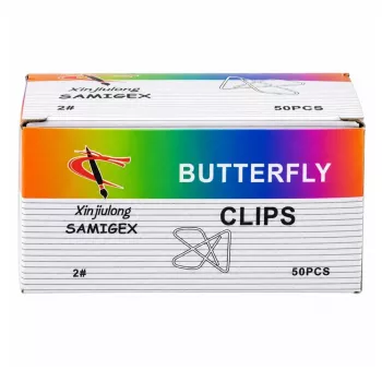 LEAN Metal Butterfly Cross Clips dokumentams 32 mm 50 vnt.