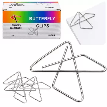 LEAN Metal Butterfly Cross Clips dokumentams 32 mm 50 vnt.