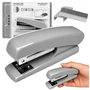 LEAN metalinis biuro segiklis iki 25 lapų, 24/6 ir 26/6 segtukams, pilkas
