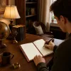 LEAN Notebook Diary Password Notebook Eco Leather Brown With Rudder A5
