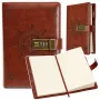 LEAN Notebook Diary Password Notebook Eco Leather Brown With Rudder A5