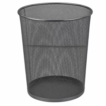 LEAN biuro šiukšliadėžė iš metalinio tinklelio, apvali, sidabrinė, 19 l