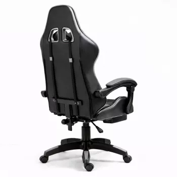 LEAN Swivel Office Gaming Chair su Pėdų Atrama ir Pagalvėlėmis, Juoda ir Pilka