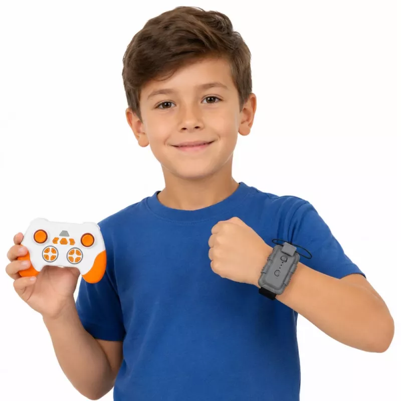 LEAN TOYS modernus RC automobilis su šviesomis, dūmų efektu ir USB įkrovimo stotele, oranžinis 1:16
