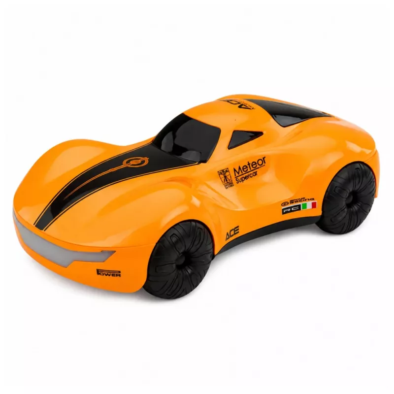 LEAN TOYS modernus RC automobilis su šviesomis, dūmų efektu ir USB įkrovimo stotele, oranžinis 1:16