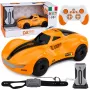 LEAN TOYS modernus RC automobilis su šviesomis, dūmų efektu ir USB įkrovimo stotele, oranžinis 1:16