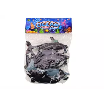 LEAN TOYS 17521 Jūros gyvūnų figūrėlių rinkinys – orka, ryklys, banginis, delfinas, vėžlys ir manta – įvairiaspalvis